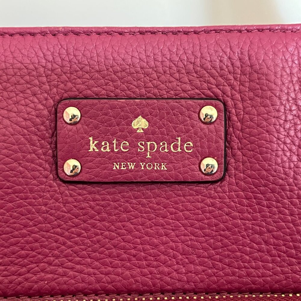Kate Spade Baxter Street Fernrose Tote Cherrywood Burgundy Pebbled Leather WKRU2 - Picture 5 of 16